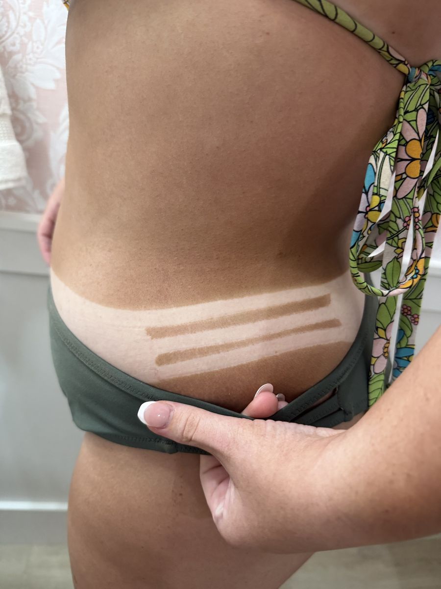Spray tan line result